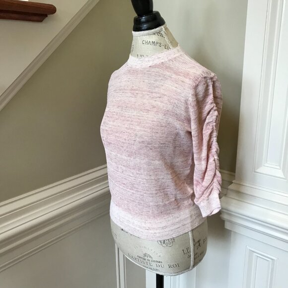 Veronica Beard Celia Sweater Womens Small Pink Crew Neck 3/4 Sleeve Linen Blend - Picture 10 of 13